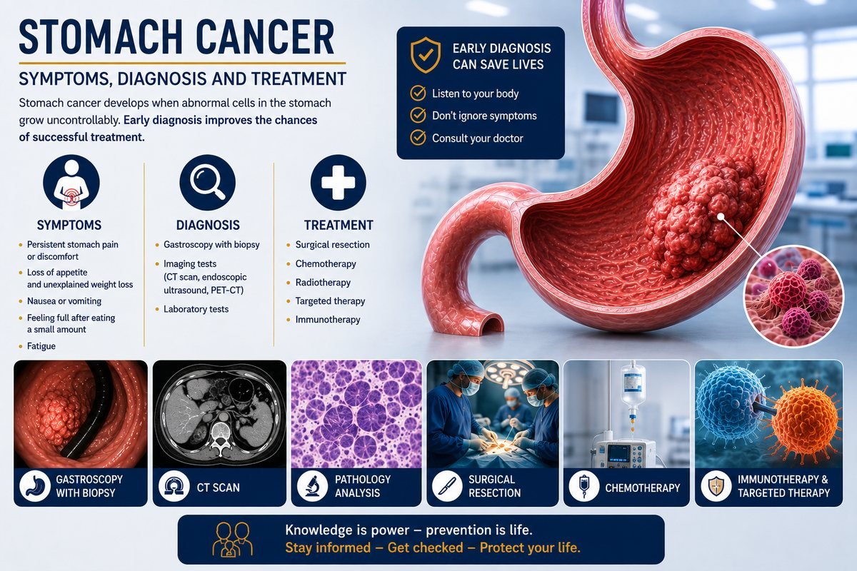 Stomach cancer: symptoms, diagnosis and treatment