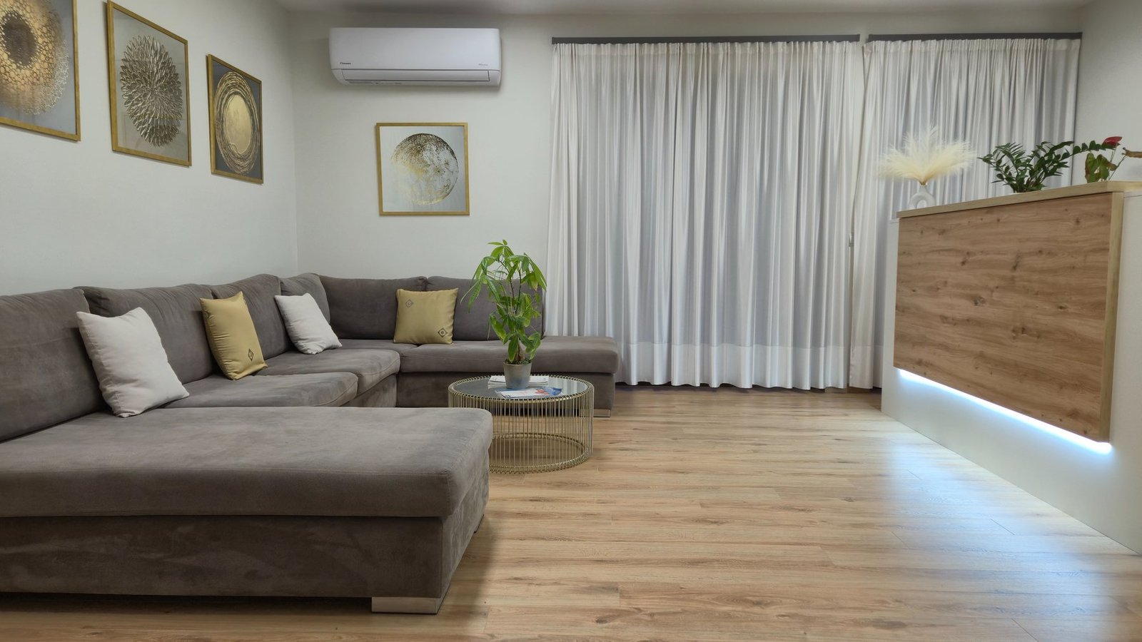 Waiting area with sofa