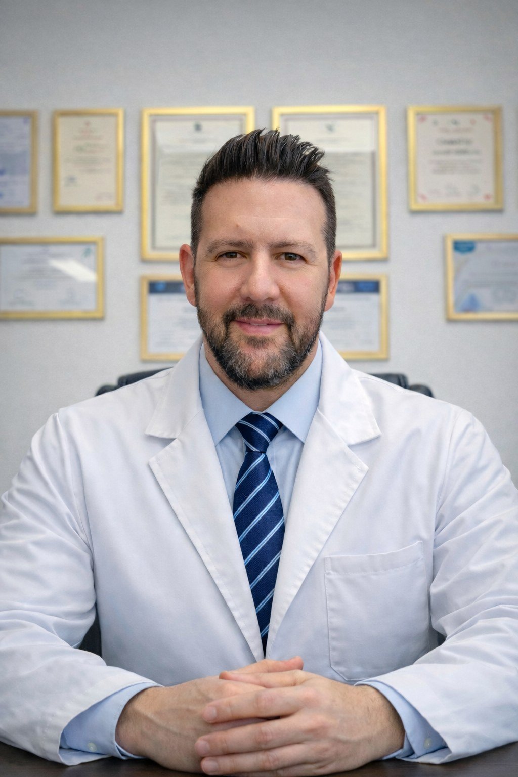 Dr Menelaos Zoulamoglou, general surgeon — portrait at the Vrilissia clinic